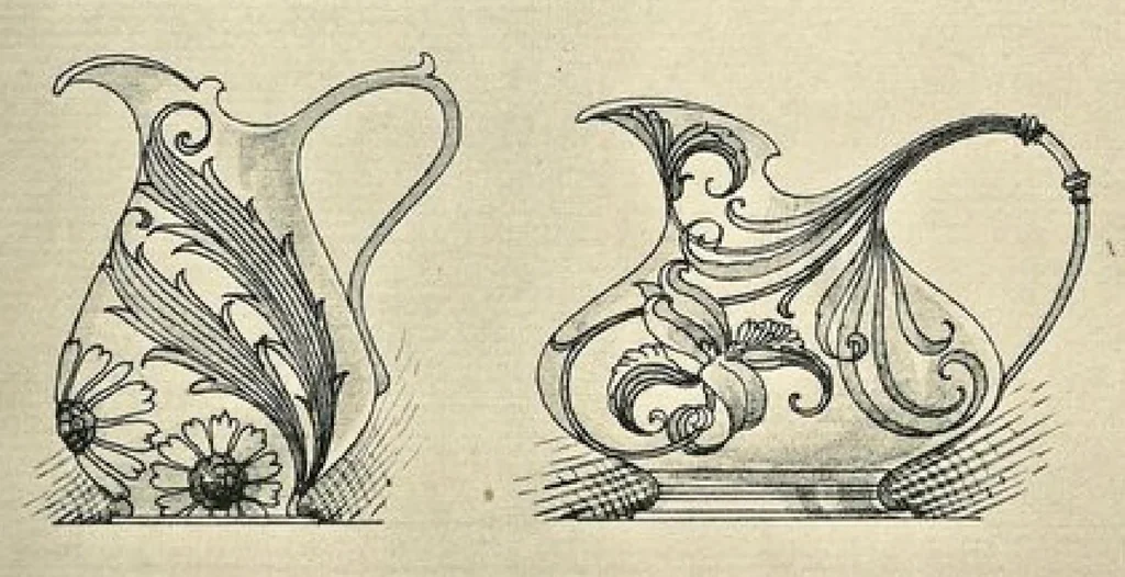 An illustration from Kunstgewerbliches Skizzenbuch : Für Metall, Glas-Industrie und Keramik / Anton Seder, 1899, leaf 33