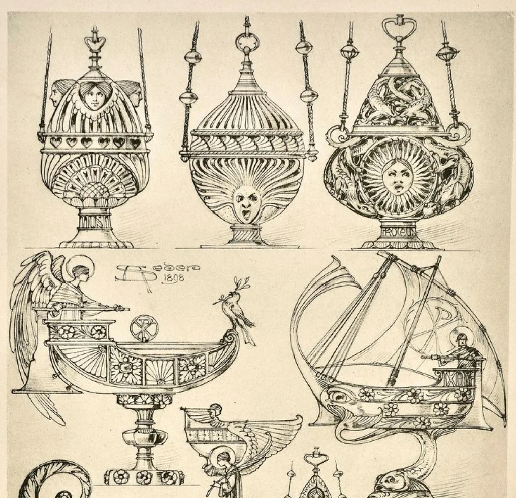 An illustration from Kunstgewerbliches Skizzenbuch : Für Metall, Glas-Industrie und Keramik / Anton Seder, 1899, leaf 36