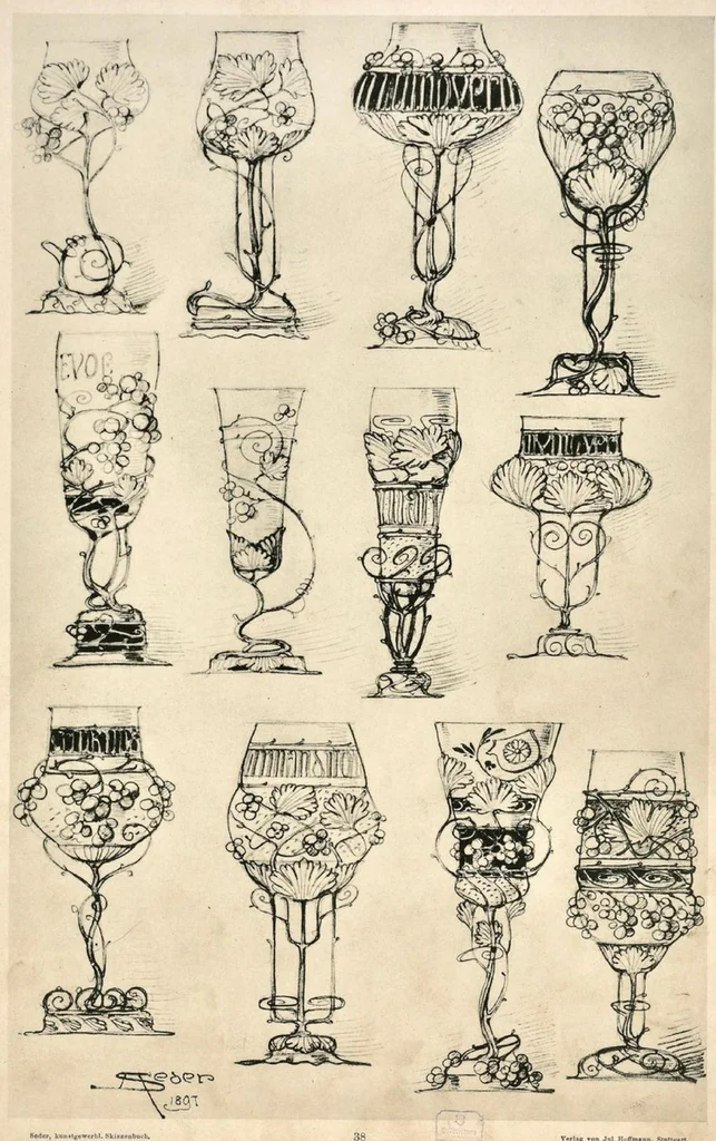 An illustration from Kunstgewerbliches Skizzenbuch : Für Metall, Glas-Industrie und Keramik / Anton Seder, 1899, leaf 44
