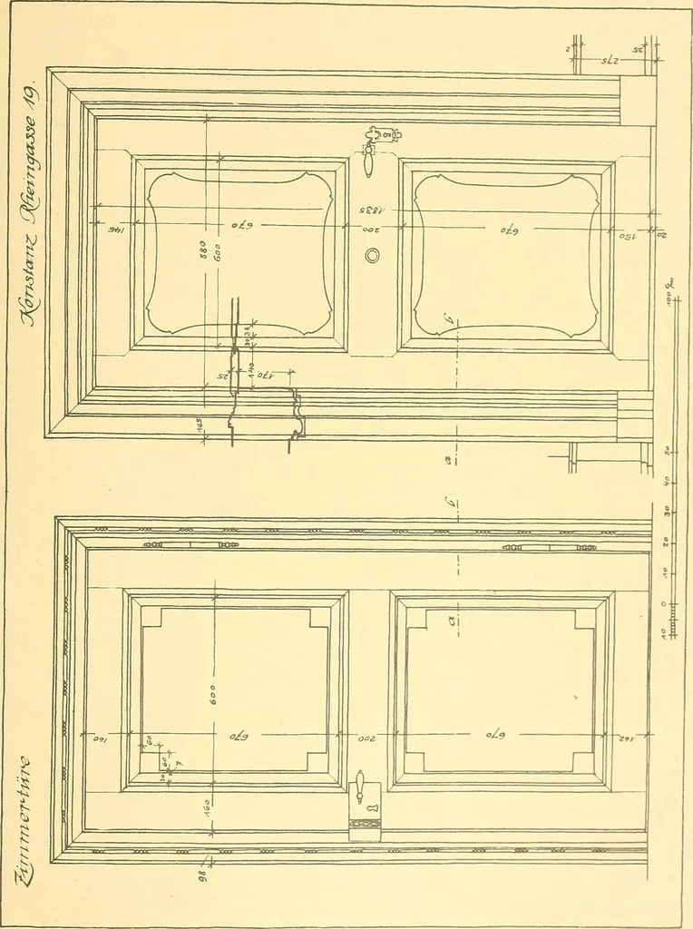 An illustration from Kunsthandwerkliche Details von Bavten vnd deren Einrichtvngen avs der Zeit von 1750-1850, 1911, leaf 104