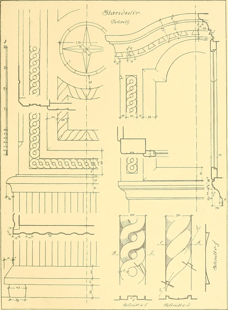 An illustration from Kunsthandwerkliche Details von Bavten vnd deren Einrichtvngen avs der Zeit von 1750-1850, 1911, leaf 136
