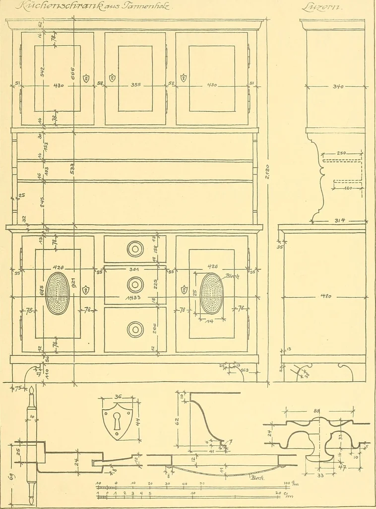 An illustration from Kunsthandwerkliche Details von Bavten vnd deren Einrichtvngen avs der Zeit von 1750-1850, 1911, leaf 156