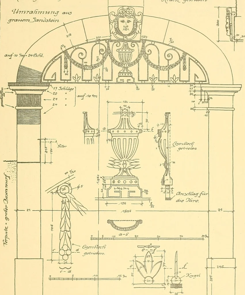 An illustration from Kunsthandwerkliche Details von Bavten vnd deren Einrichtvngen avs der Zeit von 1750-1850, 1911, leaf 170