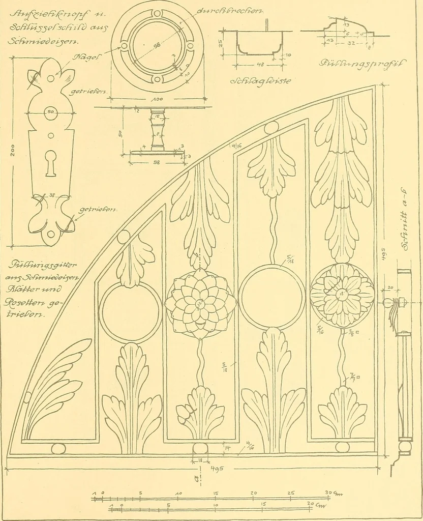 An illustration from Kunsthandwerkliche Details von Bavten vnd deren Einrichtvngen avs der Zeit von 1750-1850, 1911, leaf 188