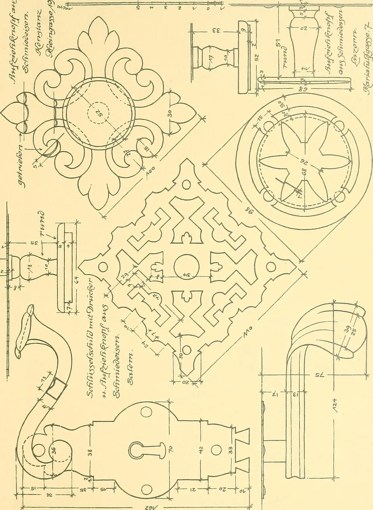 An illustration from Kunsthandwerkliche Details von Bavten vnd deren Einrichtvngen avs der Zeit von 1750-1850, 1911, leaf 210