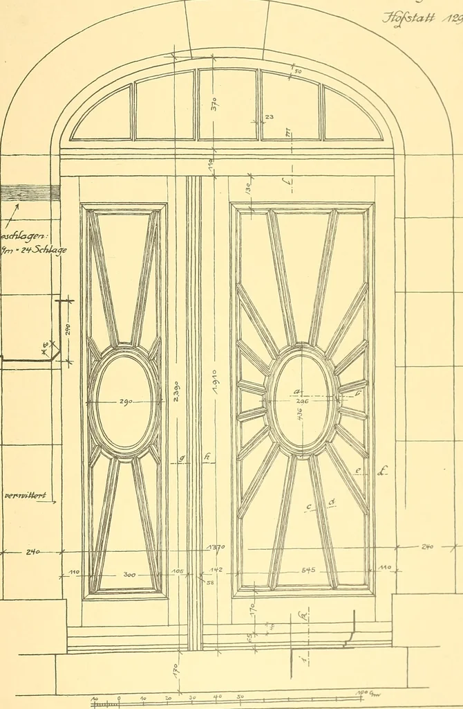An illustration from Kunsthandwerkliche Details von Bavten vnd deren Einrichtvngen avs der Zeit von 1750-1850, 1911, leaf 24