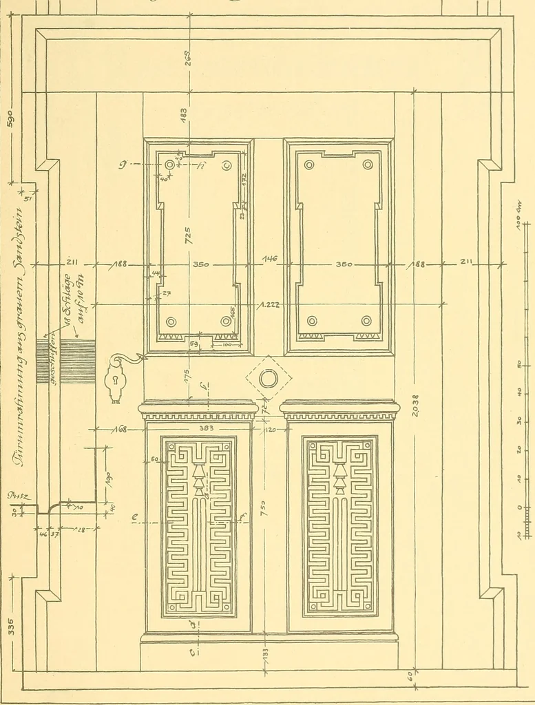 An illustration from Kunsthandwerkliche Details von Bavten vnd deren Einrichtvngen avs der Zeit von 1750-1850, 1911, leaf 258