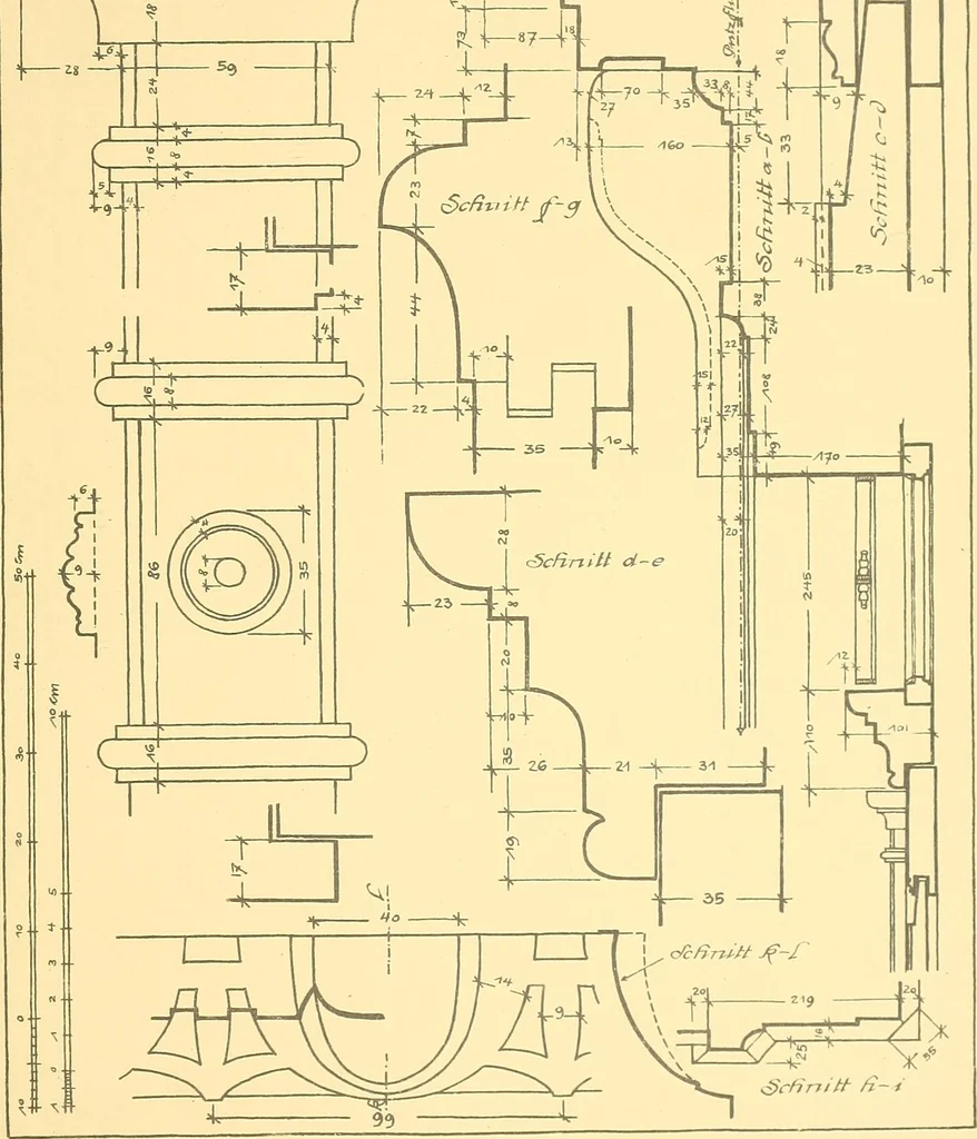 An illustration from Kunsthandwerkliche Details von Bavten vnd deren Einrichtvngen avs der Zeit von 1750-1850, 1911, leaf 264