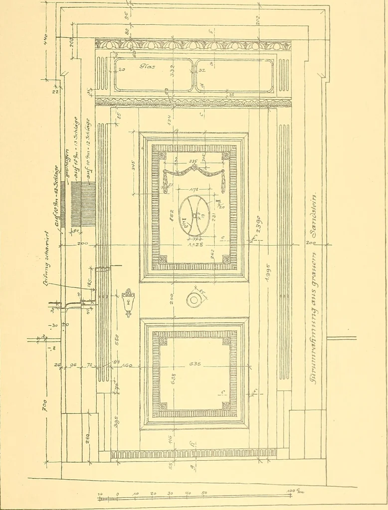 An illustration from Kunsthandwerkliche Details von Bavten vnd deren Einrichtvngen avs der Zeit von 1750-1850, 1911, leaf 32
