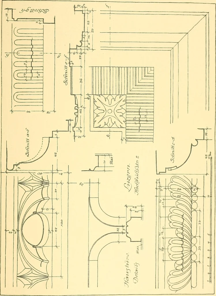 An illustration from Kunsthandwerkliche Details von Bavten vnd deren Einrichtvngen avs der Zeit von 1750-1850, 1911, leaf 34