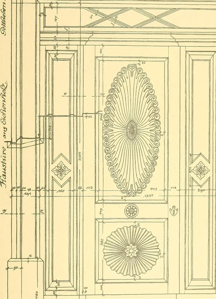 An illustration from Kunsthandwerkliche Details von Bavten vnd deren Einrichtvngen avs der Zeit von 1750-1850, 1911, leaf 42