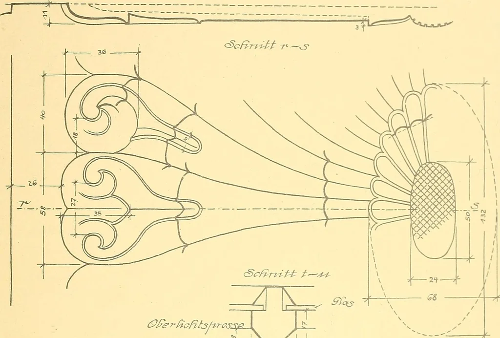 An illustration from Kunsthandwerkliche Details von Bavten vnd deren Einrichtvngen avs der Zeit von 1750-1850, 1911, leaf 44