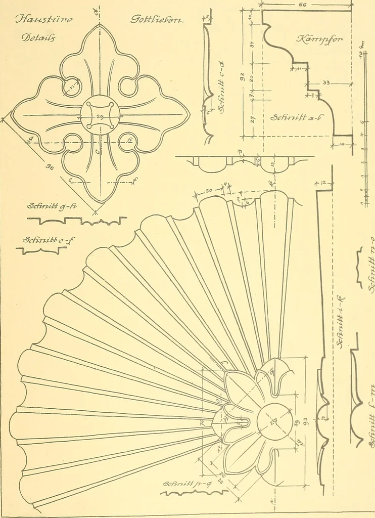 An illustration from Kunsthandwerkliche Details von Bavten vnd deren Einrichtvngen avs der Zeit von 1750-1850, 1911, leaf 46