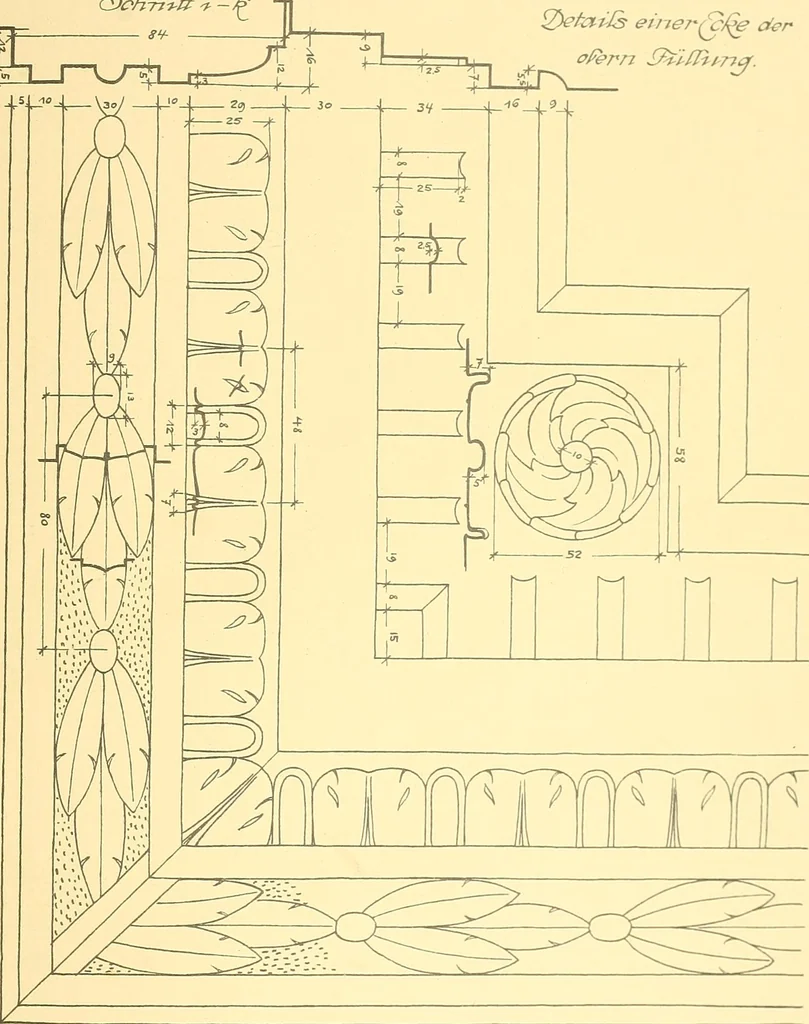 An illustration from Kunsthandwerkliche Details von Bavten vnd deren Einrichtvngen avs der Zeit von 1750-1850, 1911, leaf 50