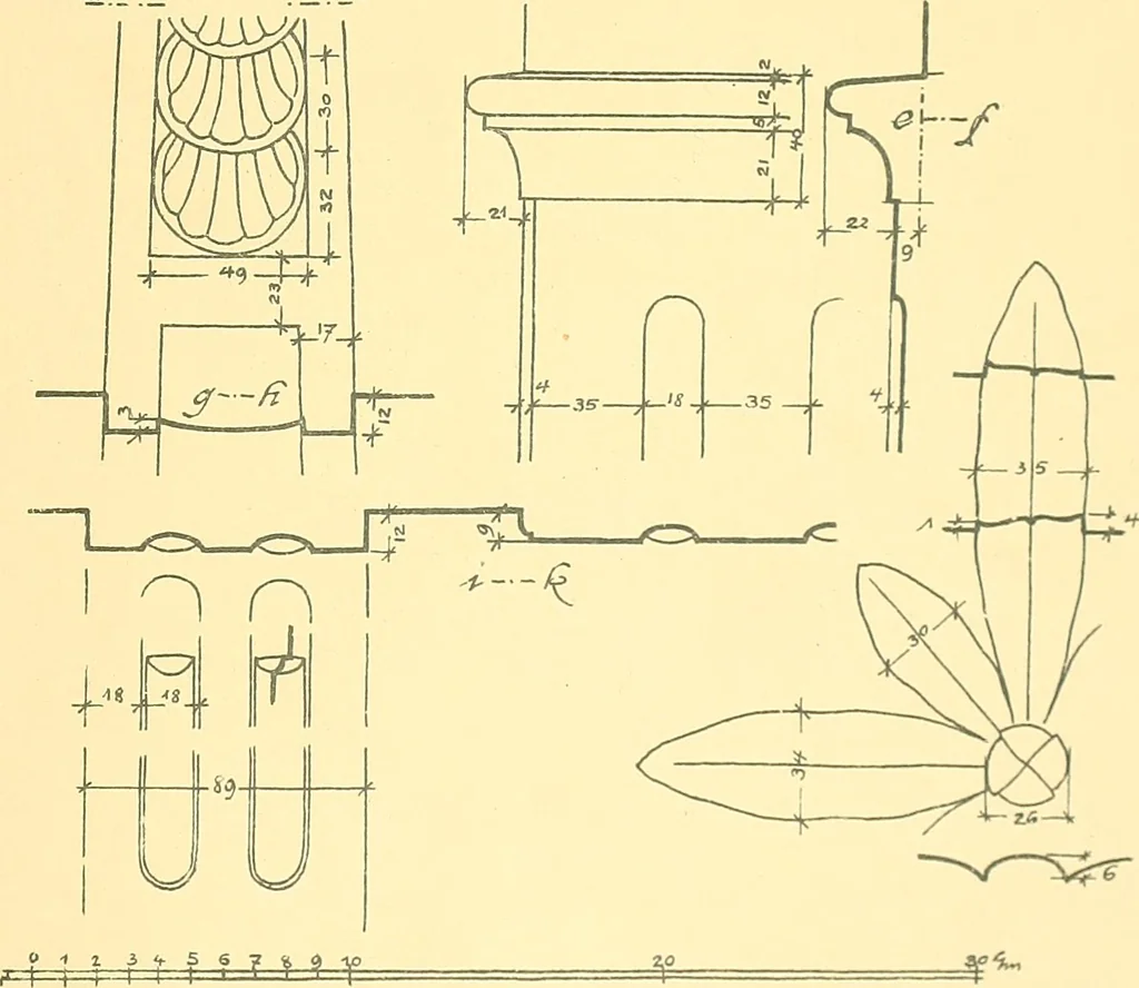 An illustration from Kunsthandwerkliche Details von Bavten vnd deren Einrichtvngen avs der Zeit von 1750-1850, 1911, leaf 56
