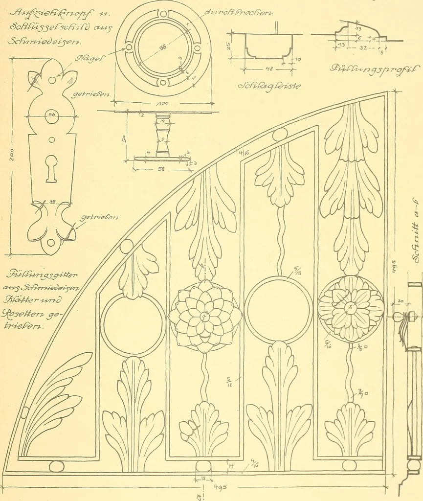 An illustration from Kunsthandwerkliche Details von Bavten vnd deren Einrichtvngen avs der Zeit von 1750-1850, 1911, leaf 82