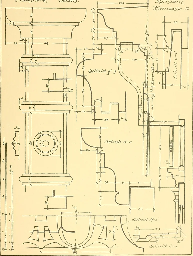 An illustration from Kunsthandwerkliche Details von Bavten vnd deren Einrichtvngen avs der Zeit von 1750-1850, 1911, leaf 96