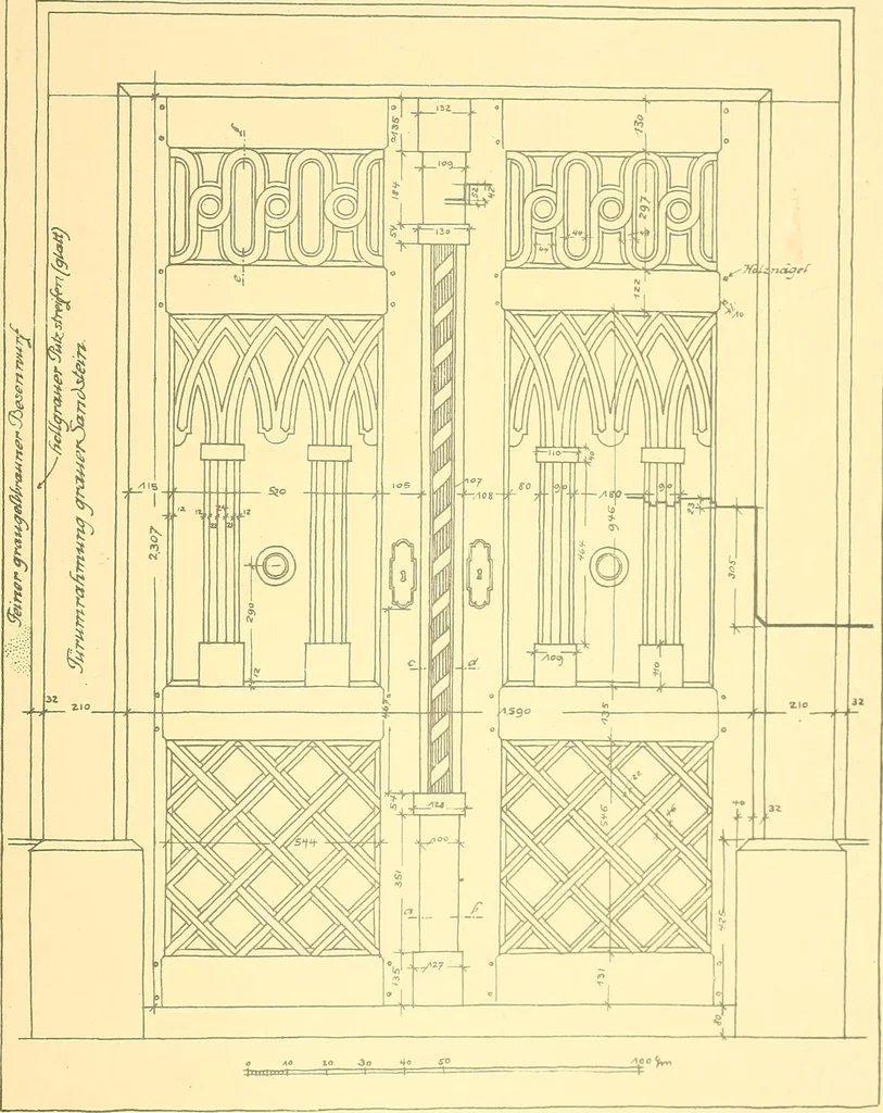 An illustration from Kunsthandwerkliche Details von Bavten vnd deren Einrichtvngen avs der Zeit von 1750-1850, 1911, leaf 98