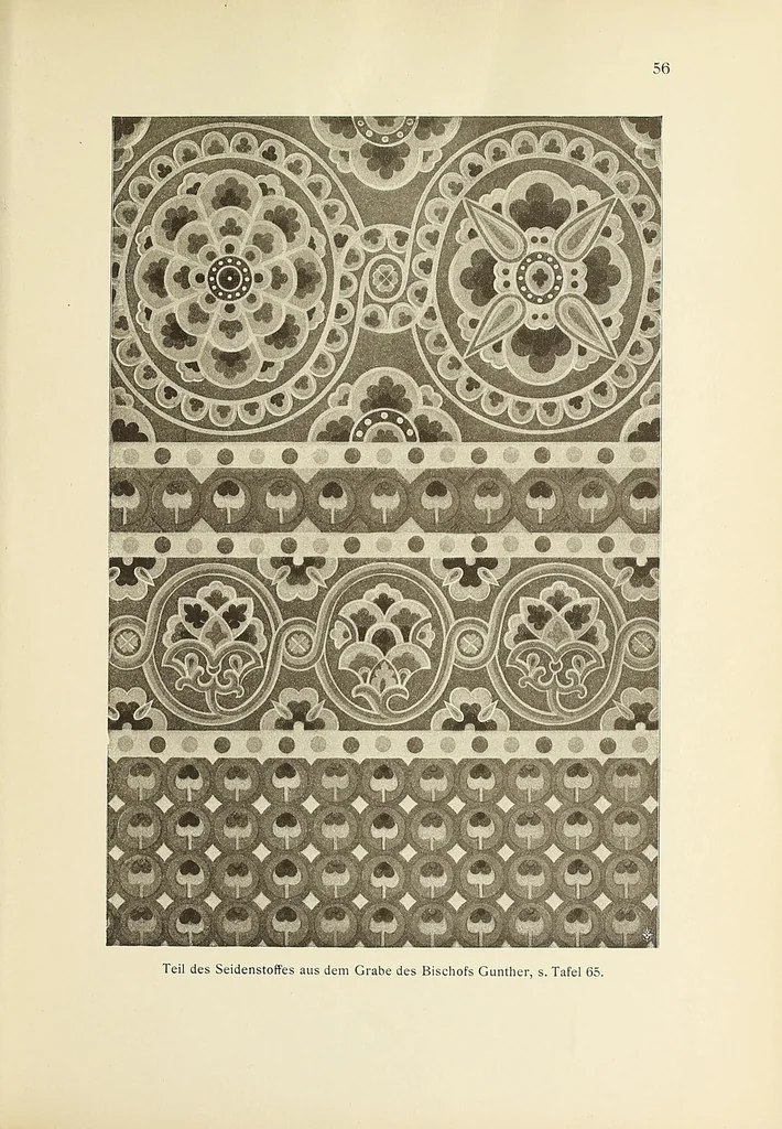 An illustration from Künstlerische Entwicklung der Weberei und Stickerei innerhalb des europäischen Kulturkreises vonder spätantiken Zeit bis zum Beginne des XIX. Jahrhundertes, mit Ausschluss der Volkskunst, 1904, leaf 123