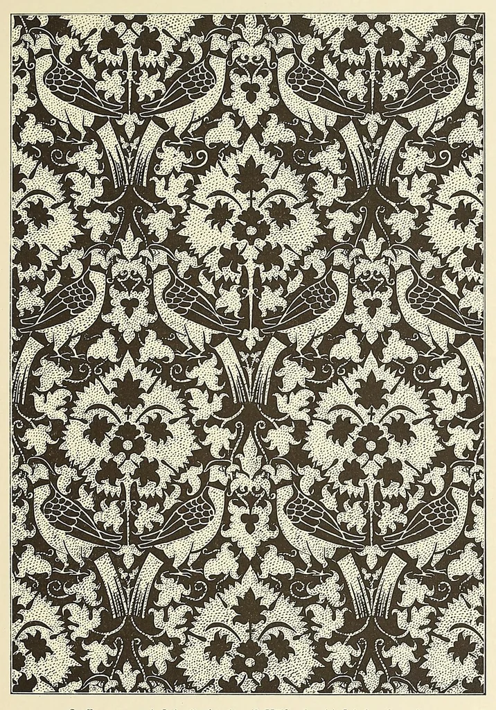 An illustration from Künstlerische Entwicklung der Weberei und Stickerei innerhalb des europäischen Kulturkreises vonder spätantiken Zeit bis zum Beginne des XIX. Jahrhundertes, mit Ausschluss der Volkskunst, 1904, leaf 117
