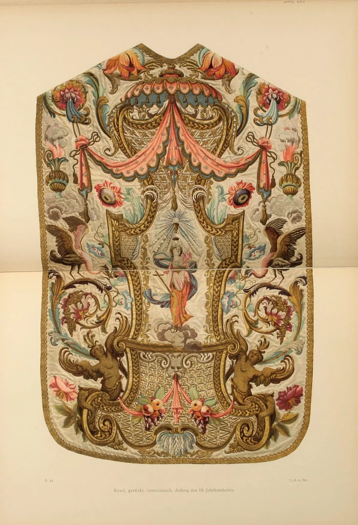 An illustration from Künstlerische Entwicklung der Weberei und Stickerei innerhalb des europäischen Kulturkreises vonder spätantiken Zeit bis zum Beginne des XIX. Jahrhundertes, mit Ausschluss der Volkskunst, 1904, leaf 85