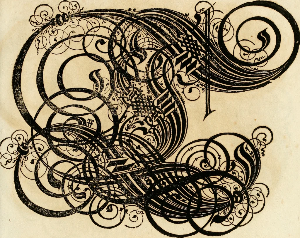An illustration from Kunstrichtige Schreibart : allerhand Versalie[n] oder AnfangsBuchstabe[n] der teütschen, lateinischen und italianischen Schrifften aus unterschiedlichen Meistern der edlen Schreibkunst zusammen getragen, 1655, leaf 102