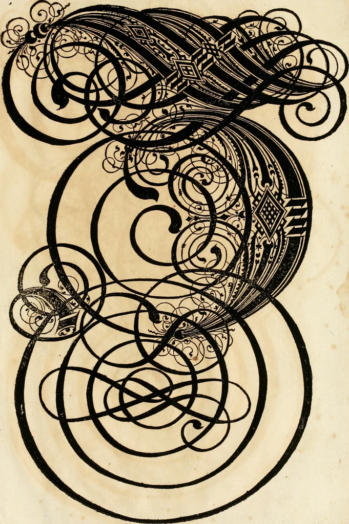 An illustration from Kunstrichtige Schreibart : allerhand Versalie[n] oder AnfangsBuchstabe[n] der teütschen, lateinischen und italianischen Schrifften aus unterschiedlichen Meistern der edlen Schreibkunst zusammen getragen, 1655, leaf 154