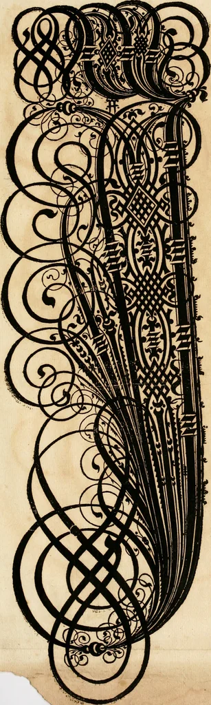 An illustration from Kunstrichtige Schreibart : allerhand Versalie[n] oder AnfangsBuchstabe[n] der teütschen, lateinischen und italianischen Schrifften aus unterschiedlichen Meistern der edlen Schreibkunst zusammen getragen, 1655, leaf 156