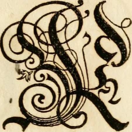 An illustration from Kunstrichtige Schreibart : allerhand Versalie[n] oder AnfangsBuchstabe[n] der teütschen, lateinischen und italianischen Schrifften aus unterschiedlichen Meistern der edlen Schreibkunst zusammen getragen, 1655, leaf 26