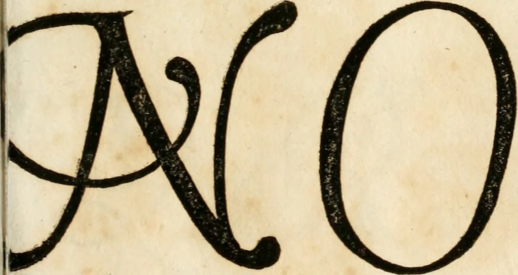 An illustration from Kunstrichtige Schreibart : allerhand Versalie[n] oder AnfangsBuchstabe[n] der teütschen, lateinischen und italianischen Schrifften aus unterschiedlichen Meistern der edlen Schreibkunst zusammen getragen, 1655, leaf 30