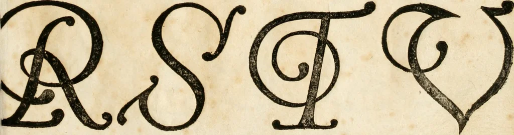 An illustration from Kunstrichtige Schreibart : allerhand Versalie[n] oder AnfangsBuchstabe[n] der teütschen, lateinischen und italianischen Schrifften aus unterschiedlichen Meistern der edlen Schreibkunst zusammen getragen, 1655, leaf 30