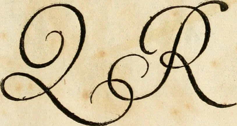 An illustration from Kunstrichtige Schreibart : allerhand Versalie[n] oder AnfangsBuchstabe[n] der teütschen, lateinischen und italianischen Schrifften aus unterschiedlichen Meistern der edlen Schreibkunst zusammen getragen, 1655, leaf 32