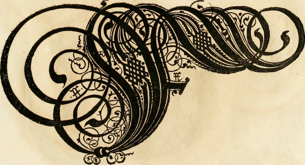 An illustration from Kunstrichtige Schreibart : allerhand Versalie[n] oder AnfangsBuchstabe[n] der teütschen, lateinischen und italianischen Schrifften aus unterschiedlichen Meistern der edlen Schreibkunst zusammen getragen, 1655, leaf 70