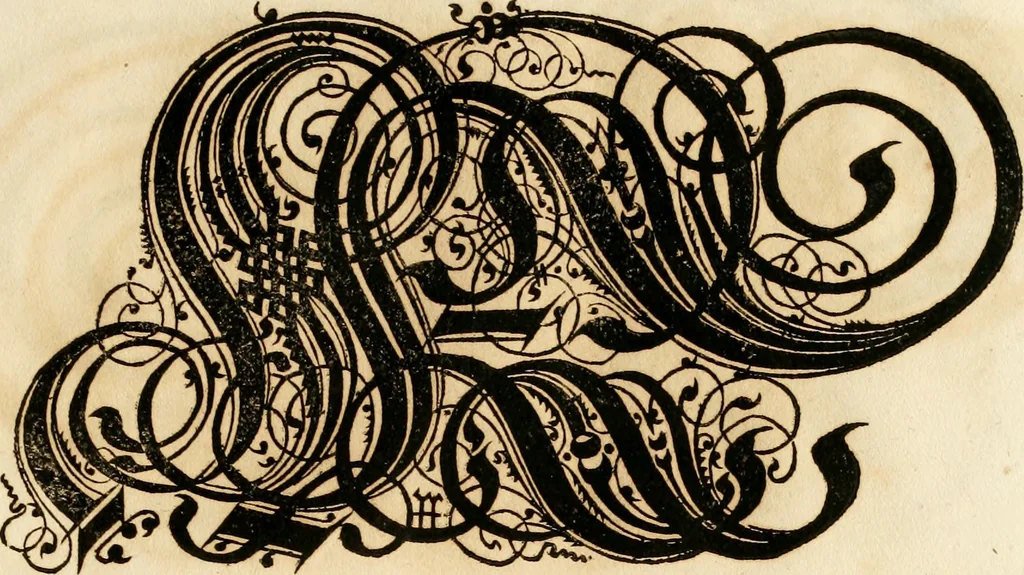 An illustration from Kunstrichtige Schreibart : allerhand Versalie[n] oder AnfangsBuchstabe[n] der teütschen, lateinischen und italianischen Schrifften aus unterschiedlichen Meistern der edlen Schreibkunst zusammen getragen, 1655, leaf 74