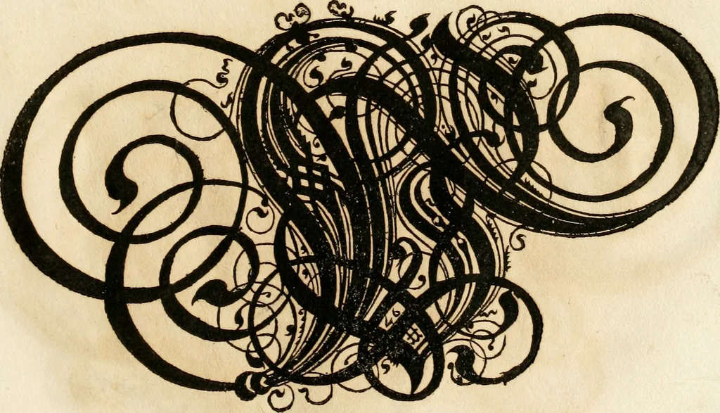 An illustration from Kunstrichtige Schreibart : allerhand Versalie[n] oder AnfangsBuchstabe[n] der teütschen, lateinischen und italianischen Schrifften aus unterschiedlichen Meistern der edlen Schreibkunst zusammen getragen, 1655, leaf 76
