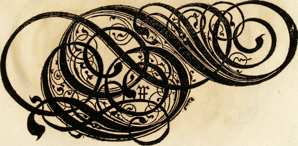 An illustration from Kunstrichtige Schreibart : allerhand Versalie[n] oder AnfangsBuchstabe[n] der teütschen, lateinischen und italianischen Schrifften aus unterschiedlichen Meistern der edlen Schreibkunst zusammen getragen, 1655, leaf 78