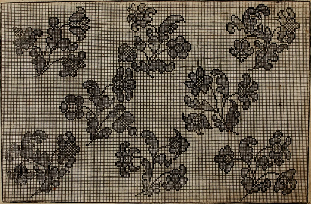 An illustration from Kunst-und Fleiss-übende Nadel-Ergötzungen; oder, neu erfundenes Neh-und Stick-Buch. Worin dem, solche schöne wissenschafftliebendem Frauenzimmer, allerhand, zu vielen Sachen anständige, Muster und Risse, nach der neuesten Façon, zu deren nützlichen Bedienung, 1730, leaf 25