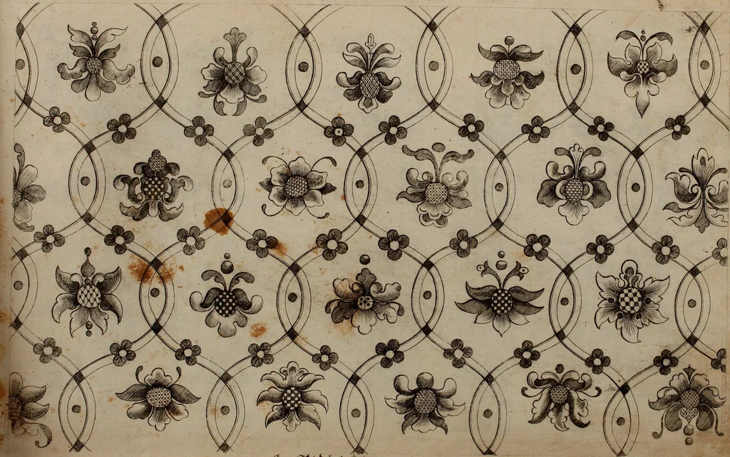 An illustration from Kunst-und Fleiss-übende Nadel-Ergötzungen; oder, neu erfundenes Neh-und Stick-Buch. Worin dem, solche schöne wissenschafftliebendem Frauenzimmer, allerhand, zu vielen Sachen anständige, Muster und Risse, nach der neuesten Façon, zu deren nützlichen Bedienung, 1730, leaf 50
