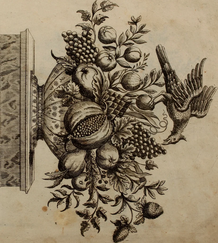 An illustration from Kunst-und Fleiss-übende Nadel-Ergötzungen; oder, neu erfundenes Neh-und Stick-Buch. Worin dem, solche schöne wissenschafftliebendem Frauenzimmer, allerhand, zu vielen Sachen anständige, Muster und Risse, nach der neuesten Façon, zu deren nützlichen Bedienung, 1730, leaf 56