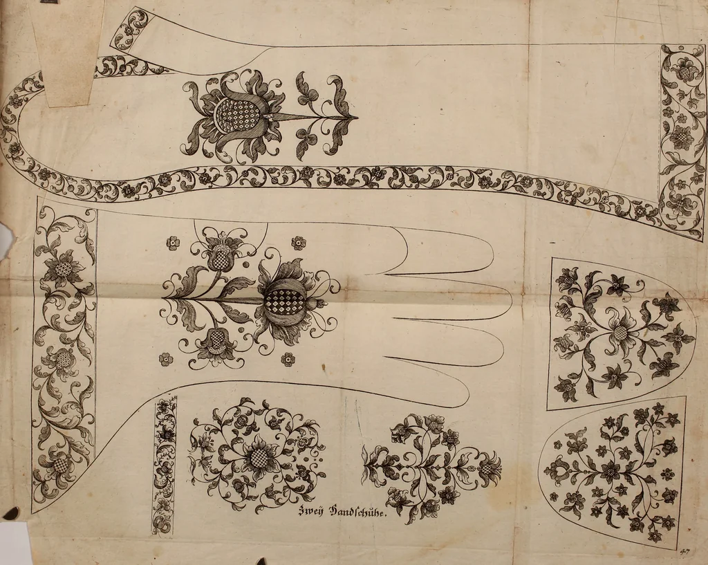 An illustration from Kunst-und Fleiss-übende Nadel-Ergötzungen; oder, neu erfundenes Neh-und Stick-Buch. Worin dem, solche schöne wissenschafftliebendem Frauenzimmer, allerhand, zu vielen Sachen anständige, Muster und Risse, nach der neuesten Façon, zu deren nützlichen Bedienung, 1730, leaf 74