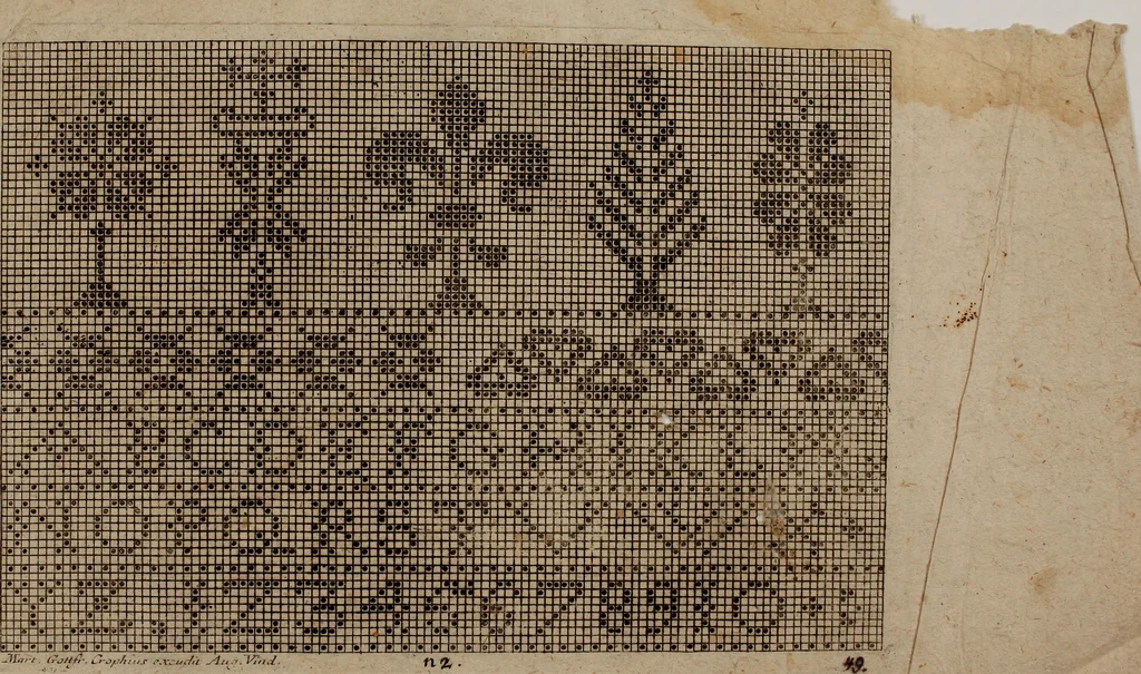 An illustration from Kunst-und Fleiss-übende Nadel-Ergötzungen; oder, neu erfundenes Neh-und Stick-Buch. Worin dem, solche schöne wissenschafftliebendem Frauenzimmer, allerhand, zu vielen Sachen anständige, Muster und Risse, nach der neuesten Façon, zu deren nützlichen Bedienung, 1730, leaf 78