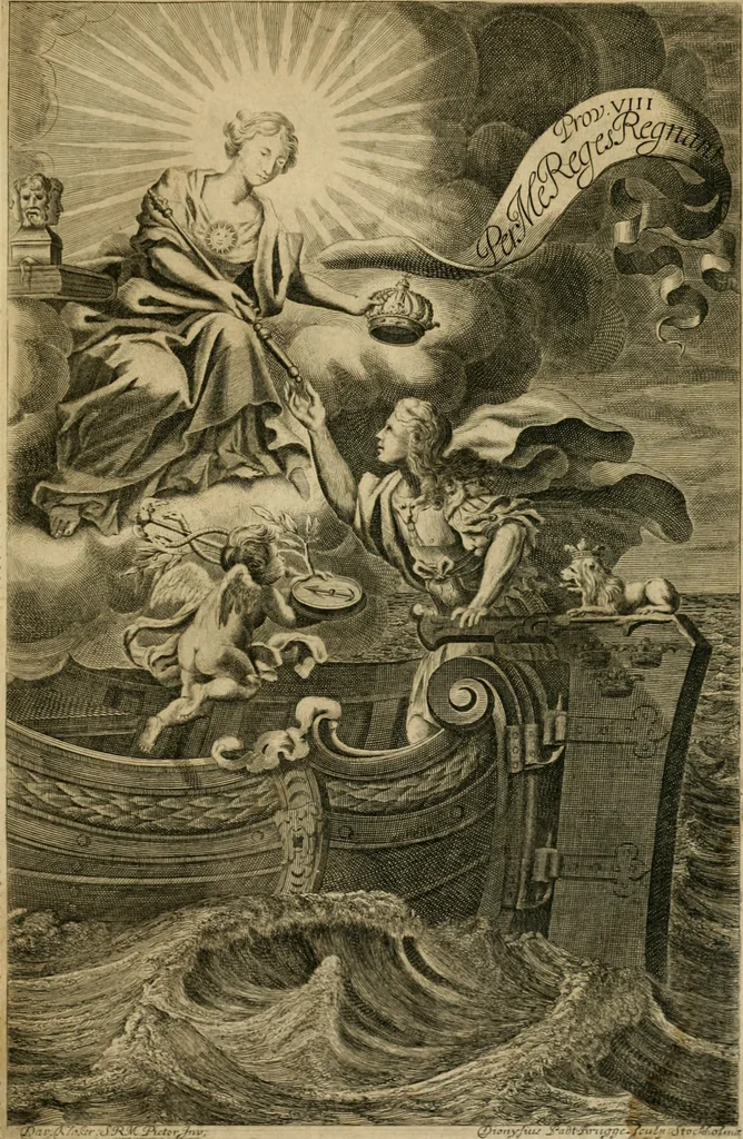 An illustration from Kununga ok hödfinga styrilse, hoc est Regum principumque institutio ab incerto auctore gentis sueticae ante saecula nonnulla patrio sermone conscripta, 1669, leaf 6
