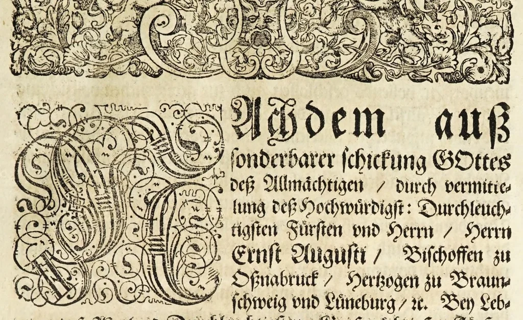An illustration from Kurtze vnd eygentliche Beschreibung dess jenigen, so bey der Verlöbnus, Heimführ- vnd Vermählung dess durchleuchtigsten Fürsten vnd Herrn, Herrn Caroli, Pfaltzgrafens bey Rhein vnd Chur-Printzens, Hertzogen in Bayern &c. mit der auch durchleuchtigsten Fürstin vnd Frauen, Fraven Wilhelmina Ernestina, geborner königl. Erb-Princessin zu Dennemarck, Norwegen, der Wenden vnd Gothen, Hertzogin zu Schlesswig, Hollstein, Stormarren vnd der Ditmarschen, Gräfin zu Oldenburg vnd Delmenhhorst &c. vorgangen : mit beygefügten vnterschiedlichen Kupfferstücken, Emblematibus, auch gehaltenen Orationen, vnd auffgesetzten Ehren-Gedichten, 1672, leaf 9