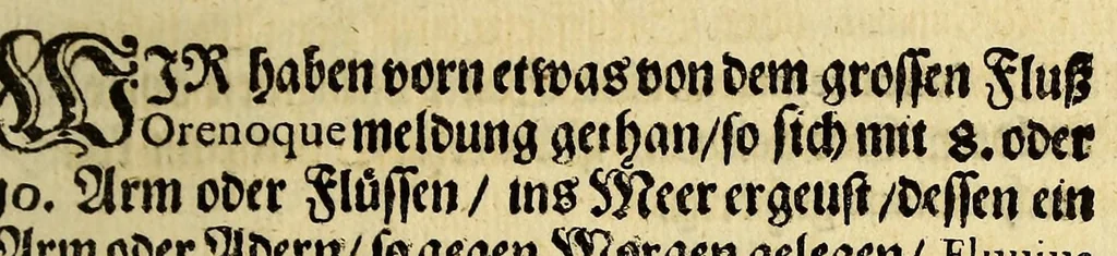 An illustration from Kurtze wunderbare Beschreibung, dess Goldreichen Königreichs Guianae in America oder newen Welt, vnder der Linea Aequinoctiali gelegen: so neulich Anno 1594. 1595. vnd 1596. von dem wolgebornen Herrn, Herrn Walthero Ralegh einem englischen Ritter, besucht worden: : erstlich auss befehl seiner Gnaden in zweyen Büchlein beschrieben, daraus Iodocus Hondius, ein schöne Land Taffel, mit einer niderländischen Erklärung gemacht. Jetzt aber ins Hochteutsch gebracht, vnd auss vnterschiedlichen Authoribus erkläret, 1601, leaf 23