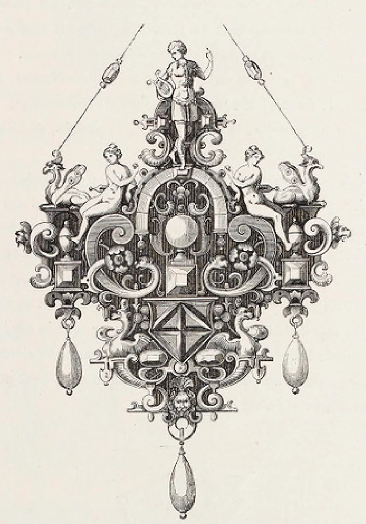 An illustration from L' Ornement Polychrome Cent Planches Color lithograph Albert-Charles-Auguste Racinet, 1880, leaf 56