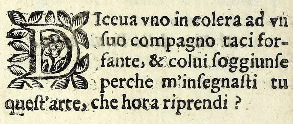 An illustration from La barca da Padoua : ove si raccontano da passaggieri fauole, motti, sentenze, burle : con noua aggionta, 1663, leaf 70