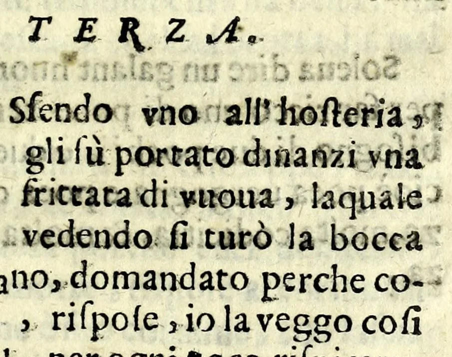 An illustration from La barca da Padoua : ove si raccontano da passaggieri fauole, motti, sentenze, burle : con noua aggionta, 1663, leaf 99
