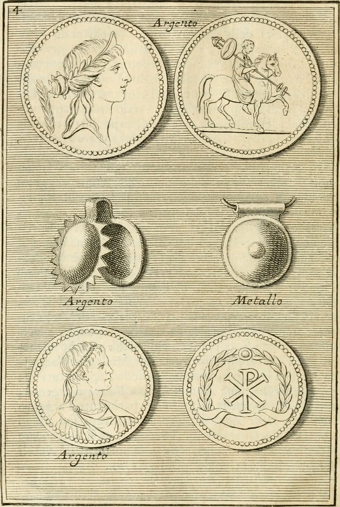 An illustration from La bolla d'oro de' fanciulli nobili romani e quella de' libertini : ed altre singolarità spettanti a' mausolei nuovamente scopertisi : brevemente spiegate, e divise in II. parti, 1732, leaf 17