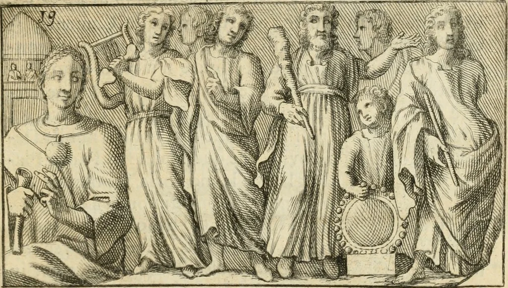 An illustration from La bolla d'oro de' fanciulli nobili romani e quella de' libertini : ed altre singolarità spettanti a' mausolei nuovamente scopertisi : brevemente spiegate, e divise in II. parti, 1732, leaf 32