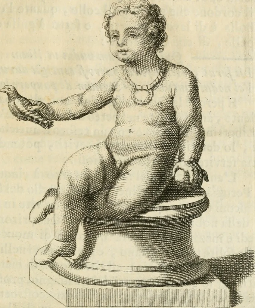 An illustration from La bolla d'oro de' fanciulli nobili romani e quella de' libertini : ed altre singolarità spettanti a' mausolei nuovamente scopertisi : brevemente spiegate, e divise in II. parti, 1732, leaf 36
